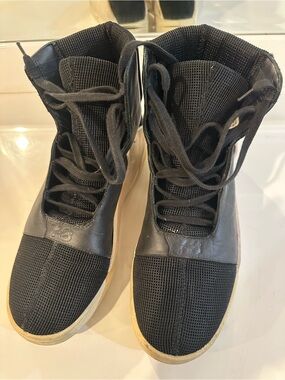 Y-3 Black High-Top Mesh and Leather Sneakers